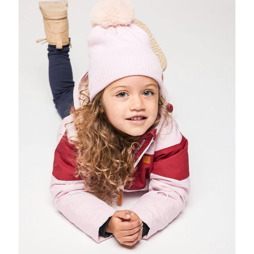 Kids Knit Winter Hat with Faux Fur Pom