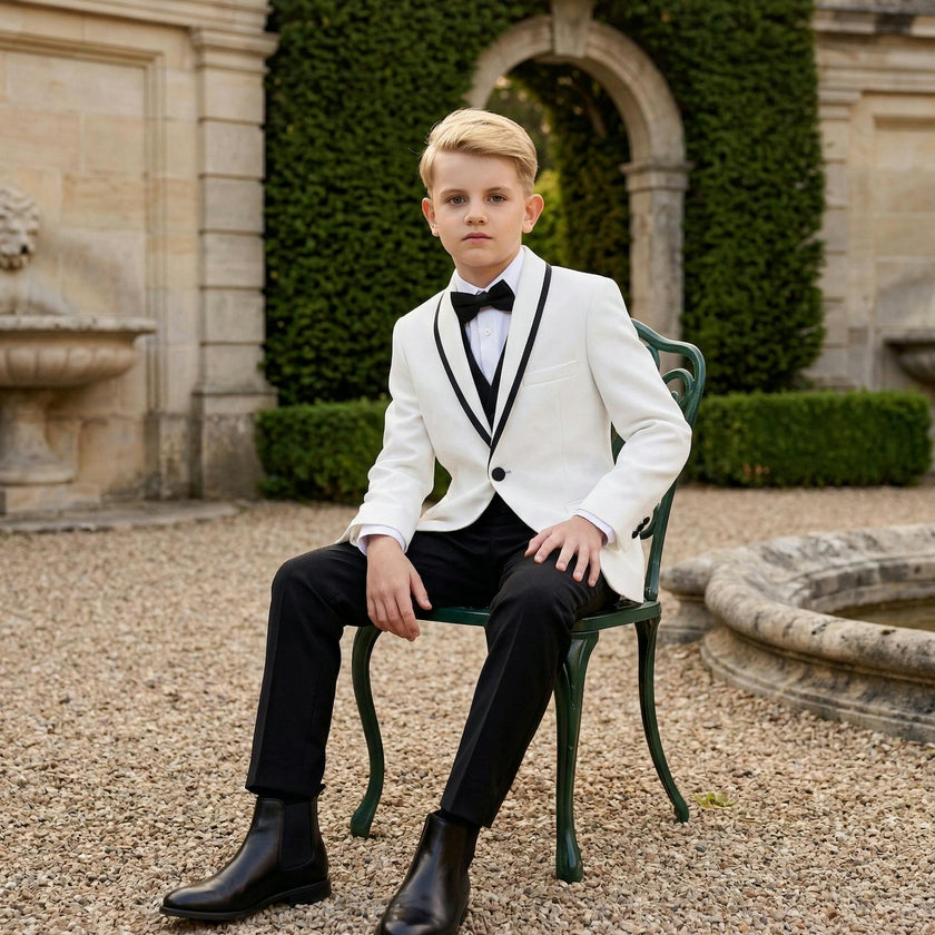 White Suit Set with Black Accents