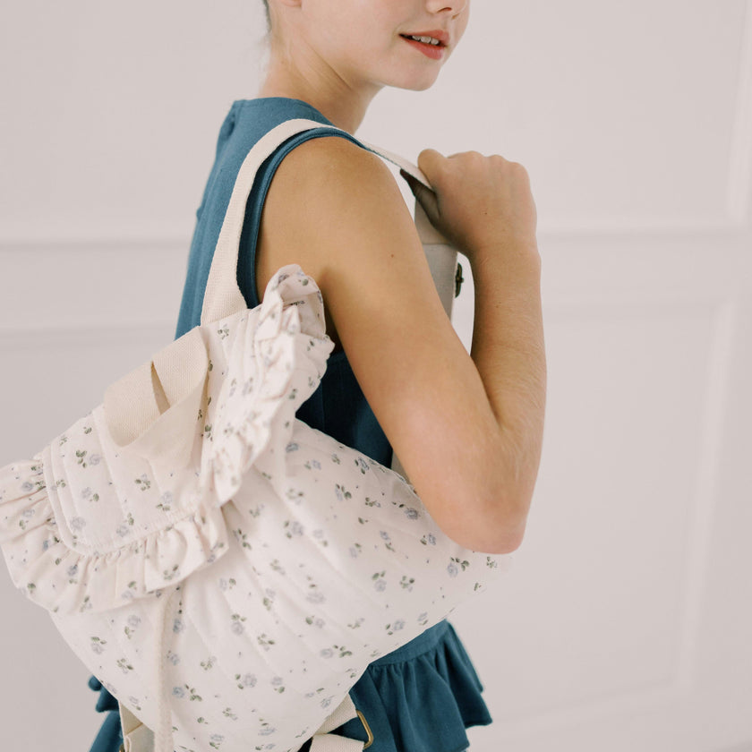Eloise Quilted Backpack in Vintage Petite Blue
