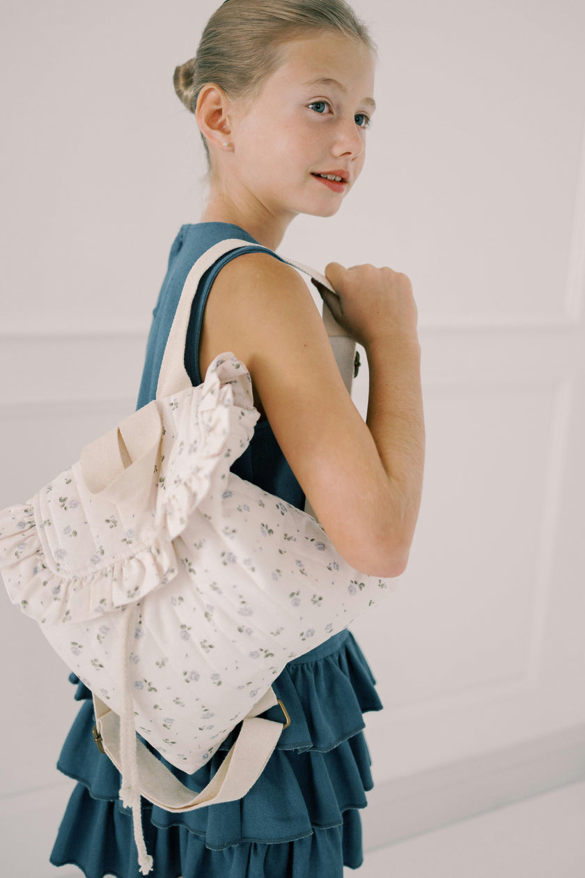 Eloise Quilted Backpack in Vintage Petite Blue