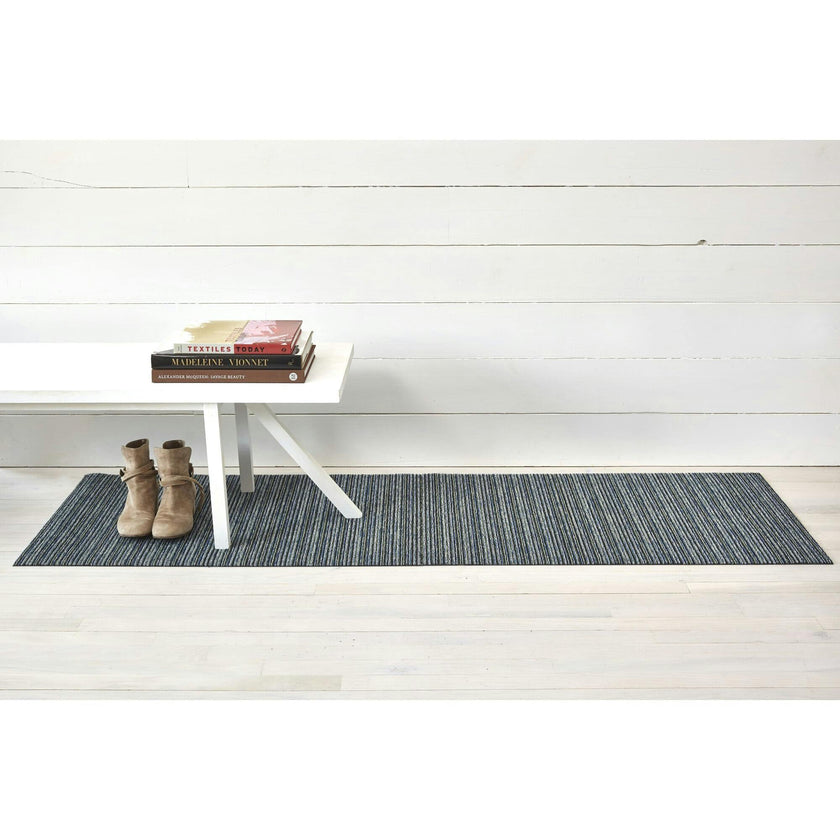 Skinny Stripe Shag Floor Mat, Forest