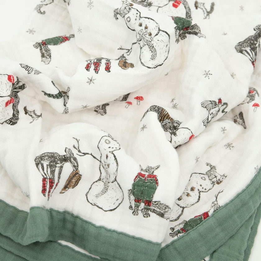 Cotton Muslin Baby Quilt - Snow Day