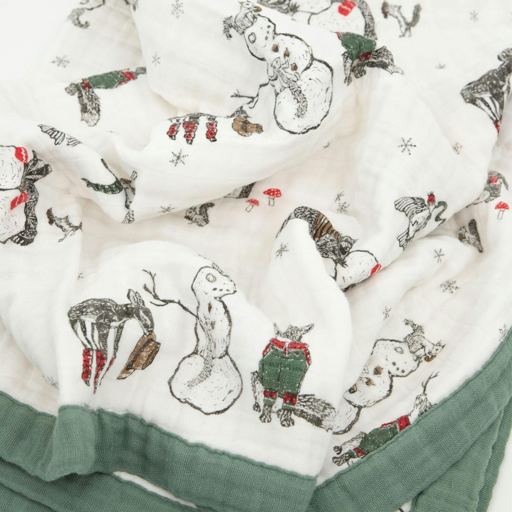 Cotton Muslin Baby Quilt - Snow Day