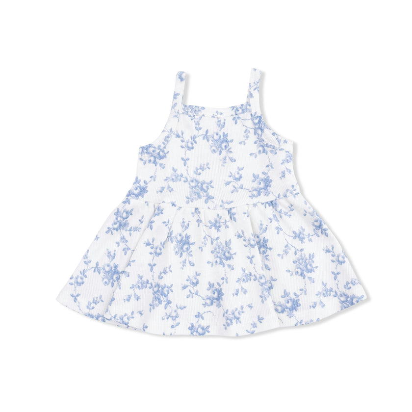 Baby Blue Vines Floral - Peplum Tank and Bike Short