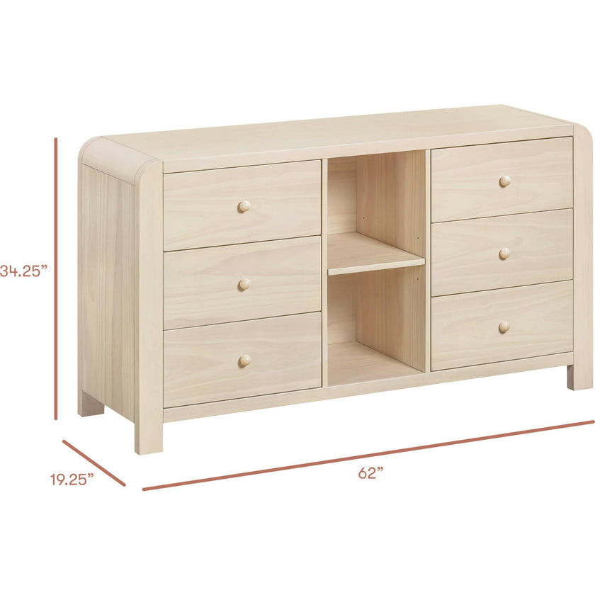 TipToe 6-Drawer Extra Wide Assembled Dresser with Cubbies (62")
