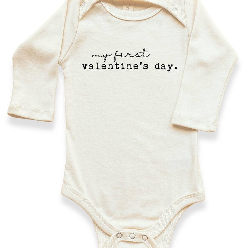 My First Valentine's Day Organic Baby Bodysuit Long Sleeve