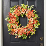 Real Touch Spring Ivy with Salmon Hydrangea Wreath, Orange