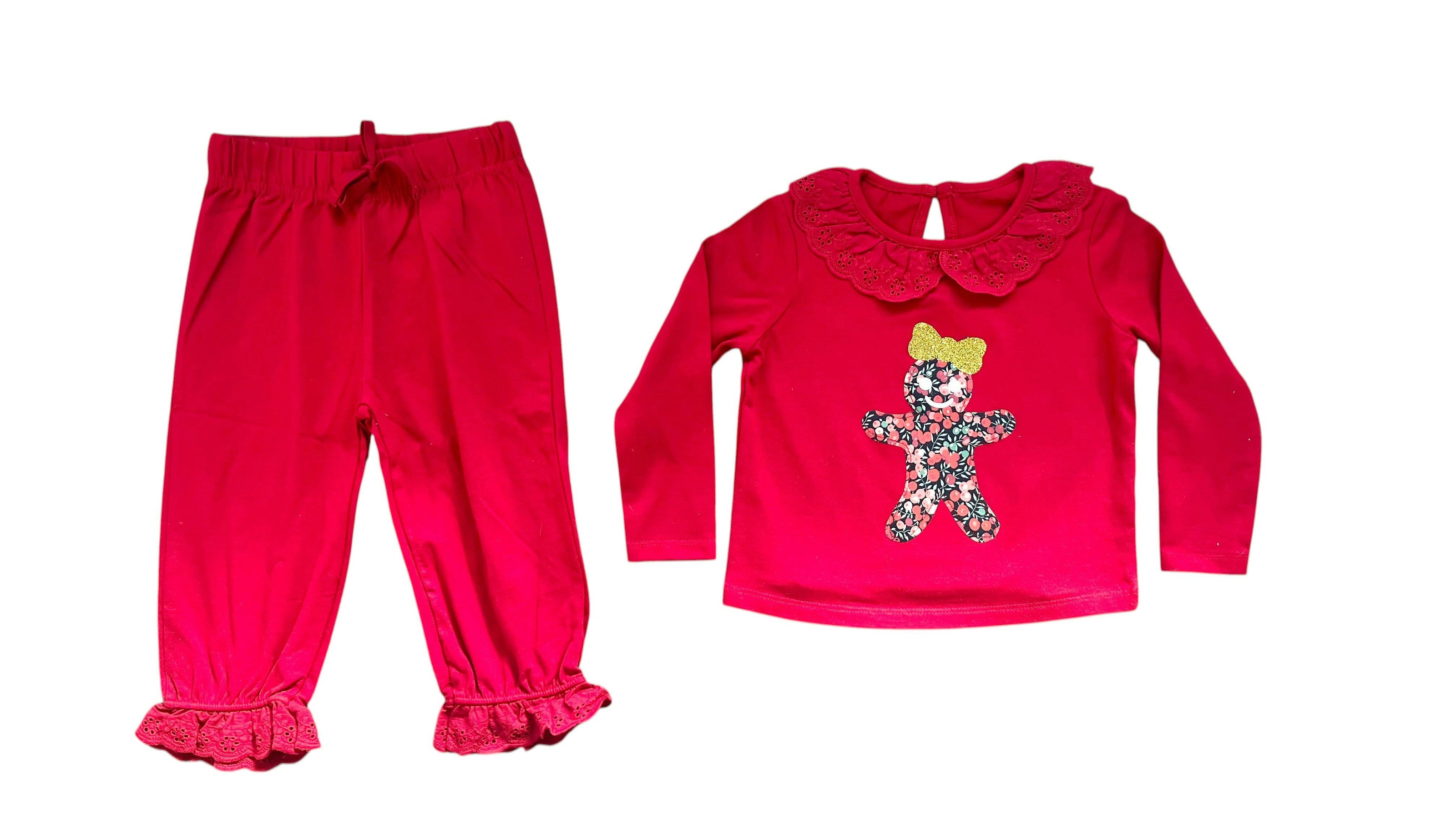 Liberty of London children's Gingerbread frilled pyjamas - red