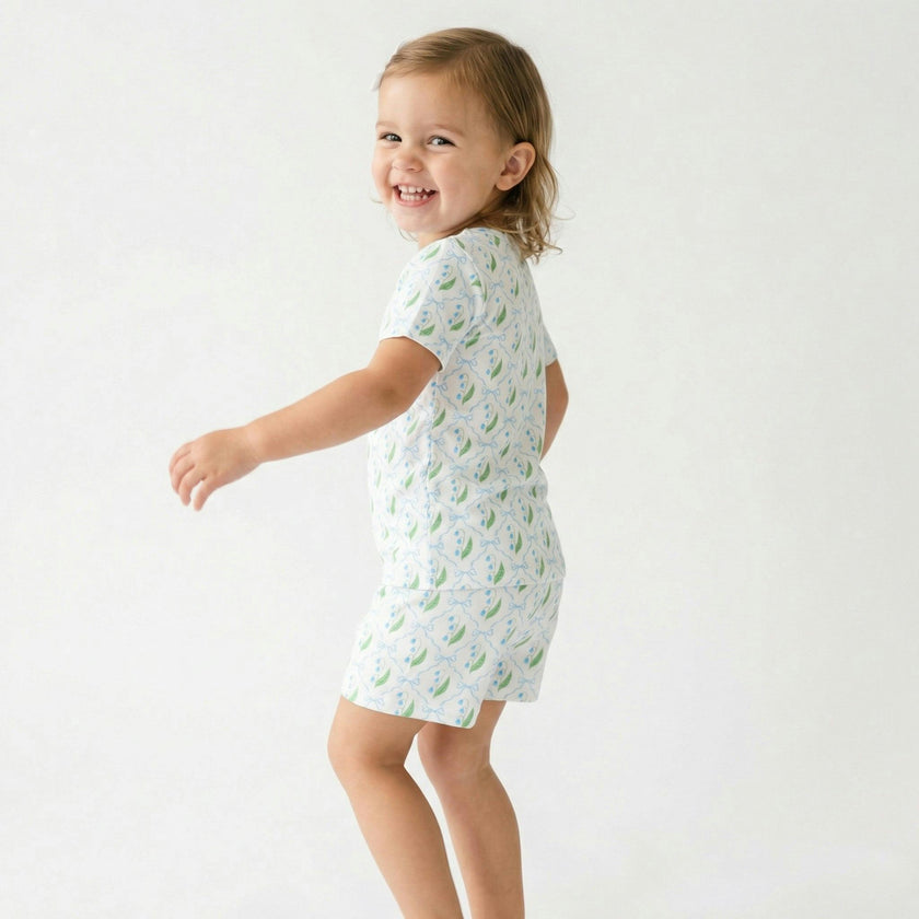 Bluebell Bows Short Sleeve & Shorts Bamboo Toddler Pajama Set