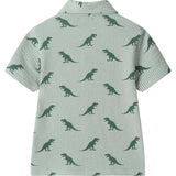 Boys Short Sleeve Cabana Set | Green Stripe Dino
