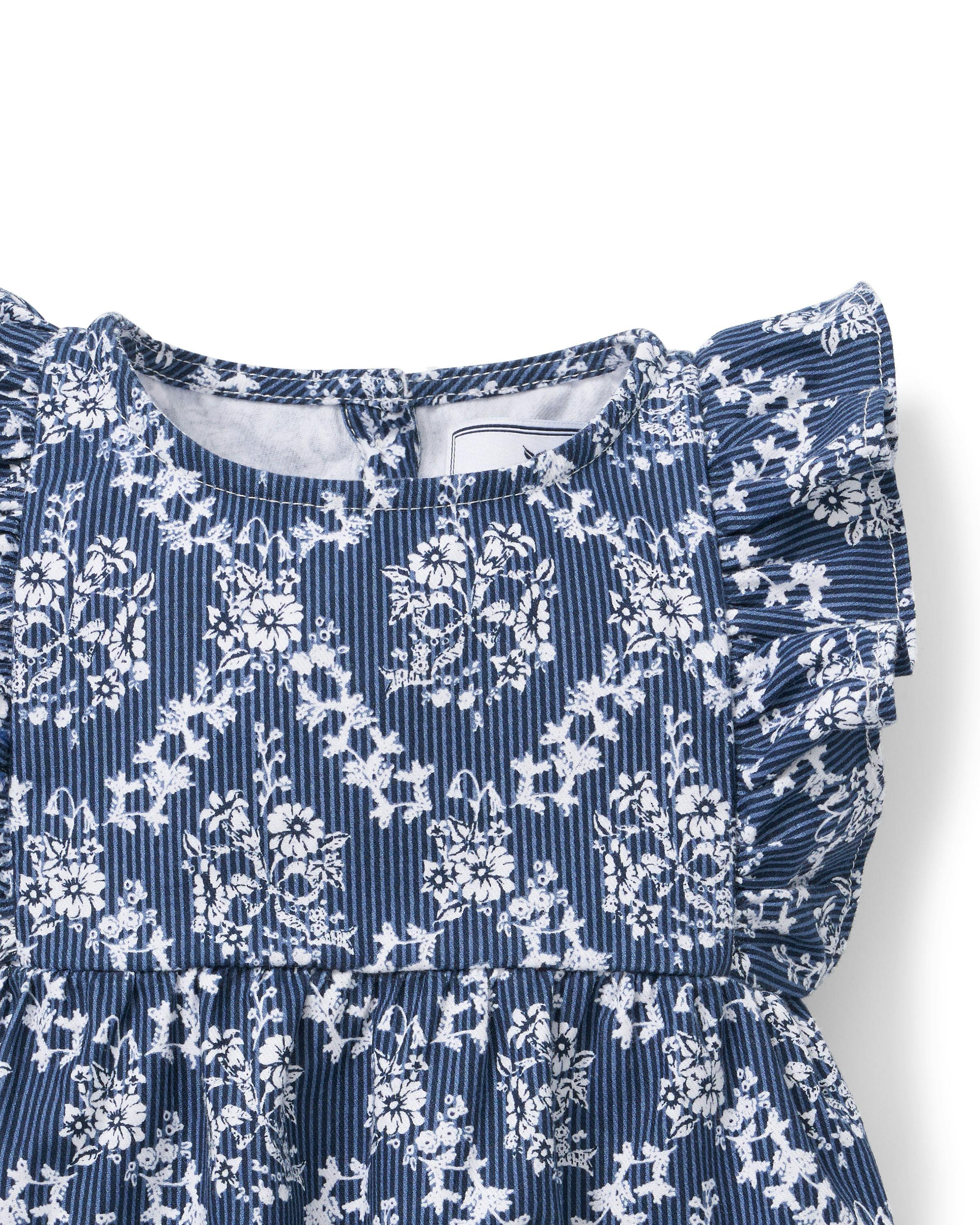 Baby's Twill Ruffled Romper in Innkeeper Trellis