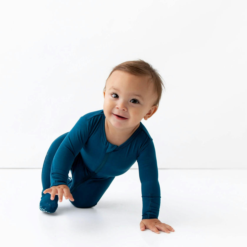 Deep Blue Zippered Footie