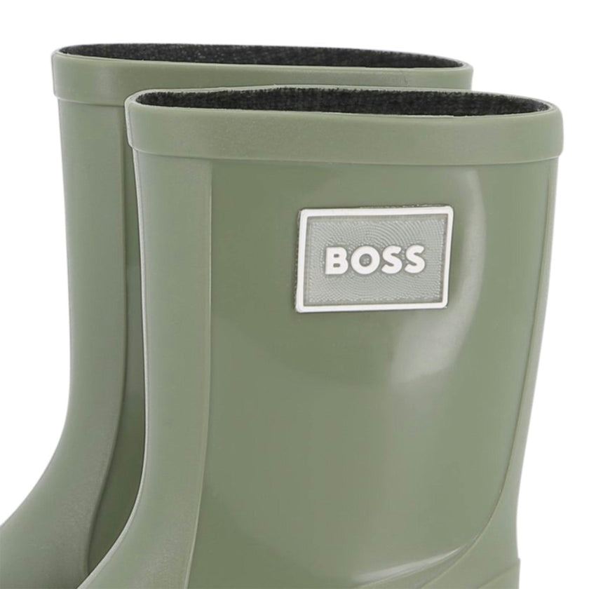 Kids Green Rain Boots with Applique