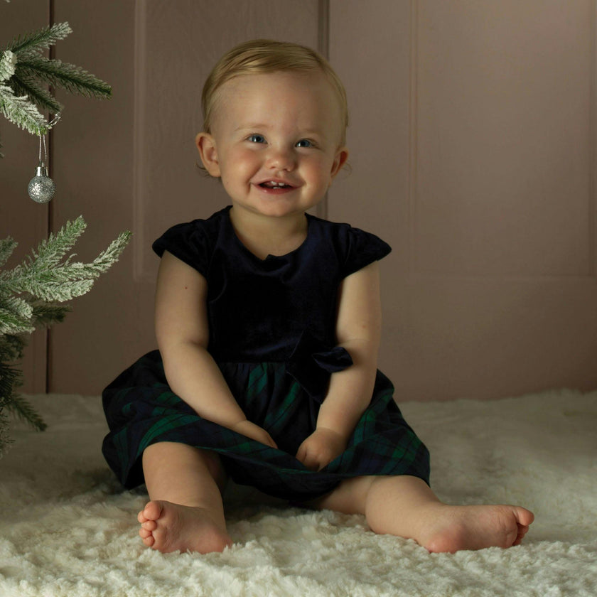 Baby Velvet Blackwatch Check Party Dress