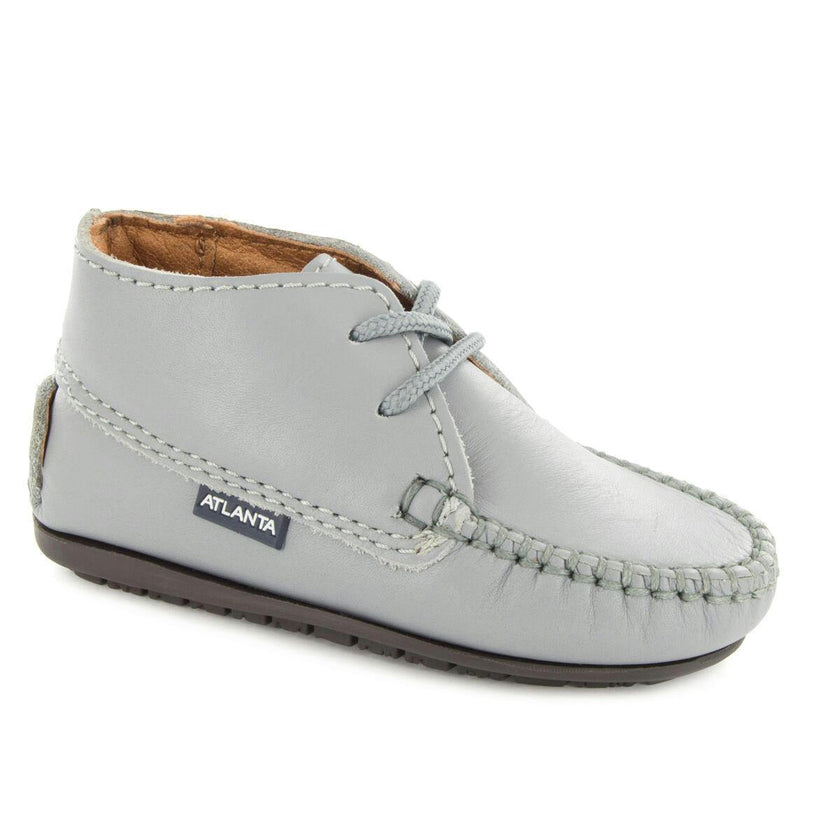Moccasin Boot in Smooth Leather, Stone Grey