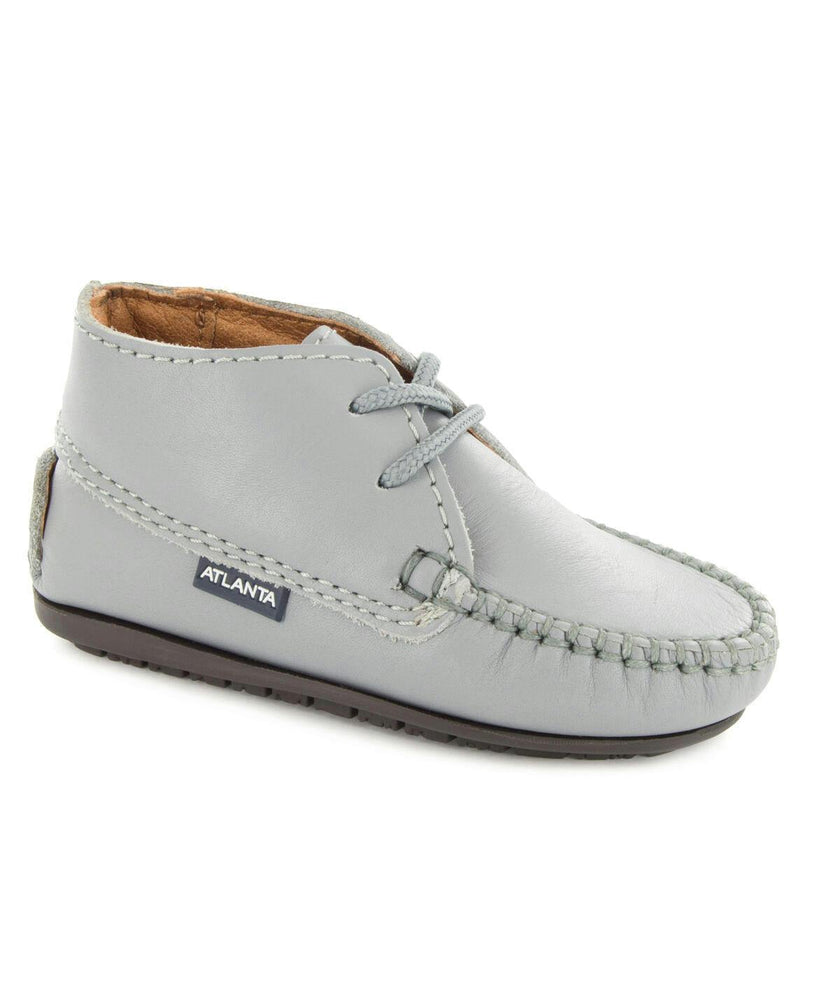 Moccasin Boot in Smooth Leather, Stone Grey