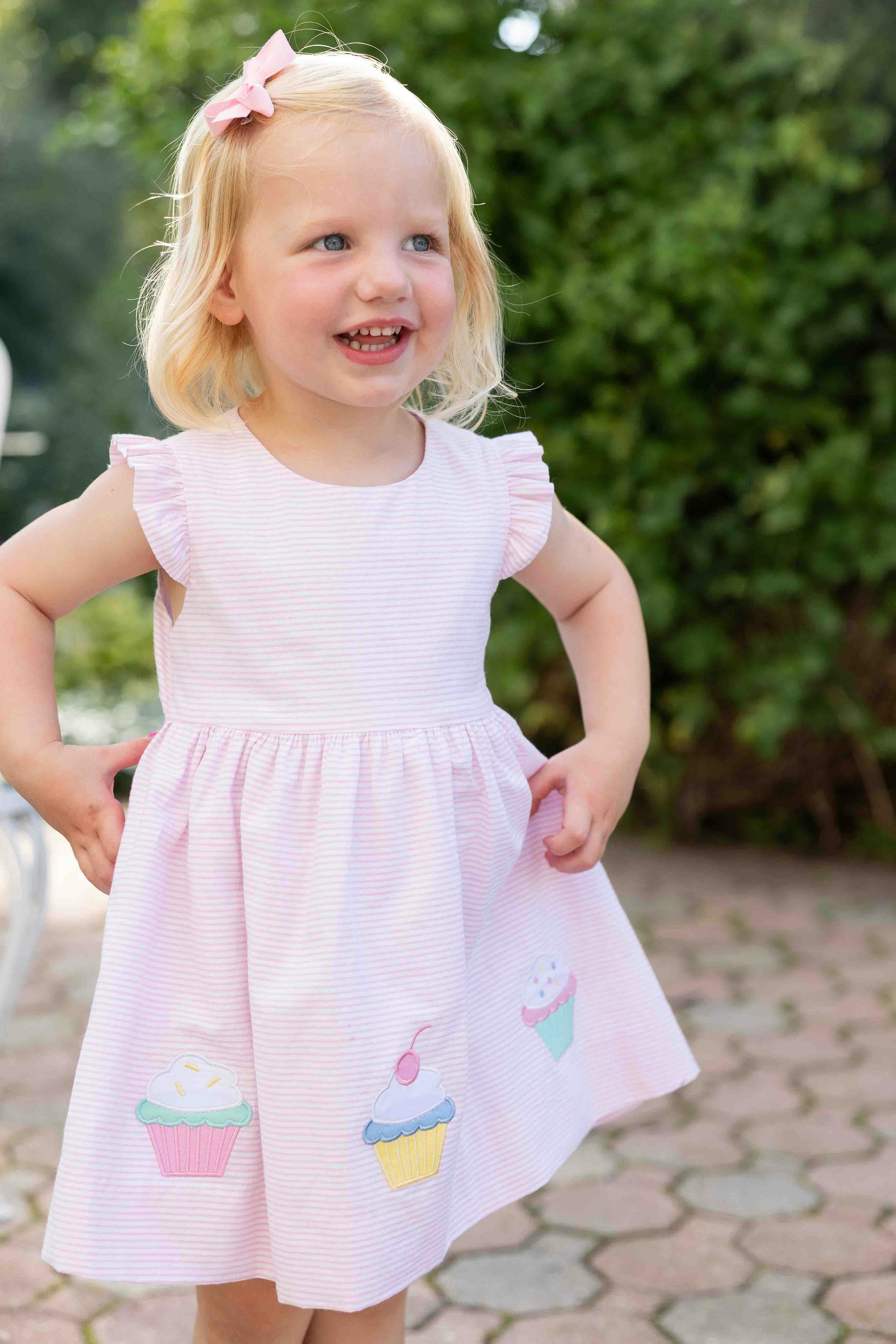 Seersucker Dress with Cupcakes