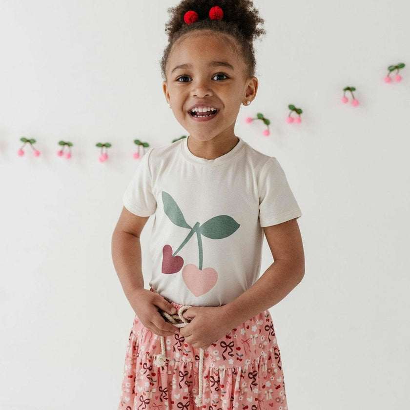 Girl's Short Sleeve Tee Cherries