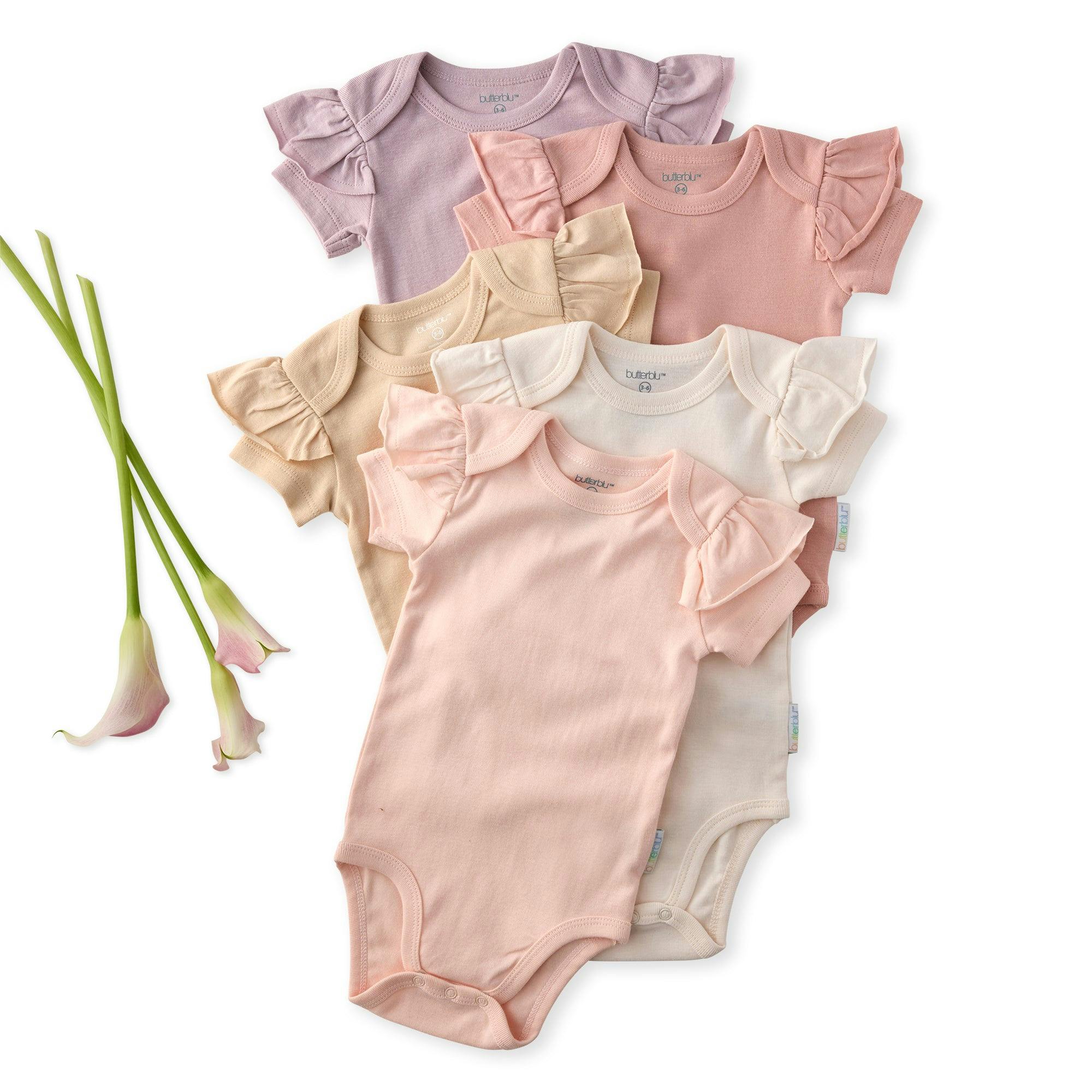 RORY 5-Pack Short Sleeve Ruffle Bodysuits