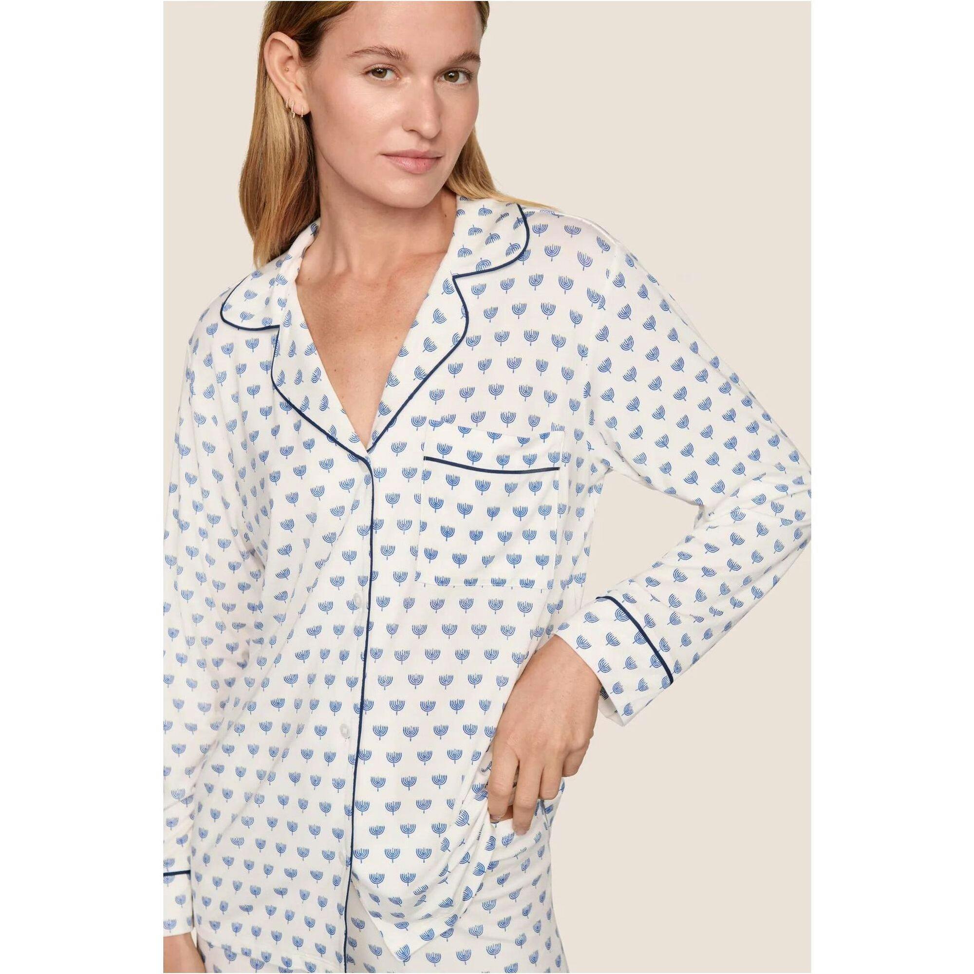 Gisele Printed TENCEL Modal Long PJ Set, Blue