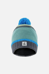 Winter Knit Hat with Pompom Blue and Grey Knitwear