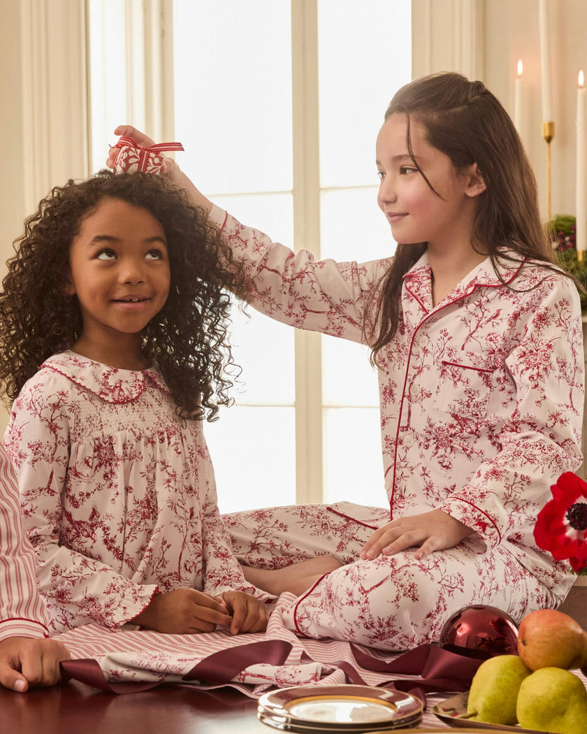 Girl's Twill Eloise Nightgown in Red Timeless Toile