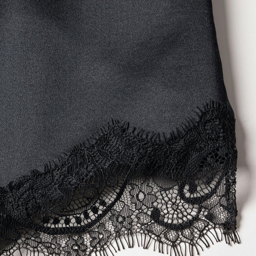 Women's Silk Lace Cami Short Set in Black
