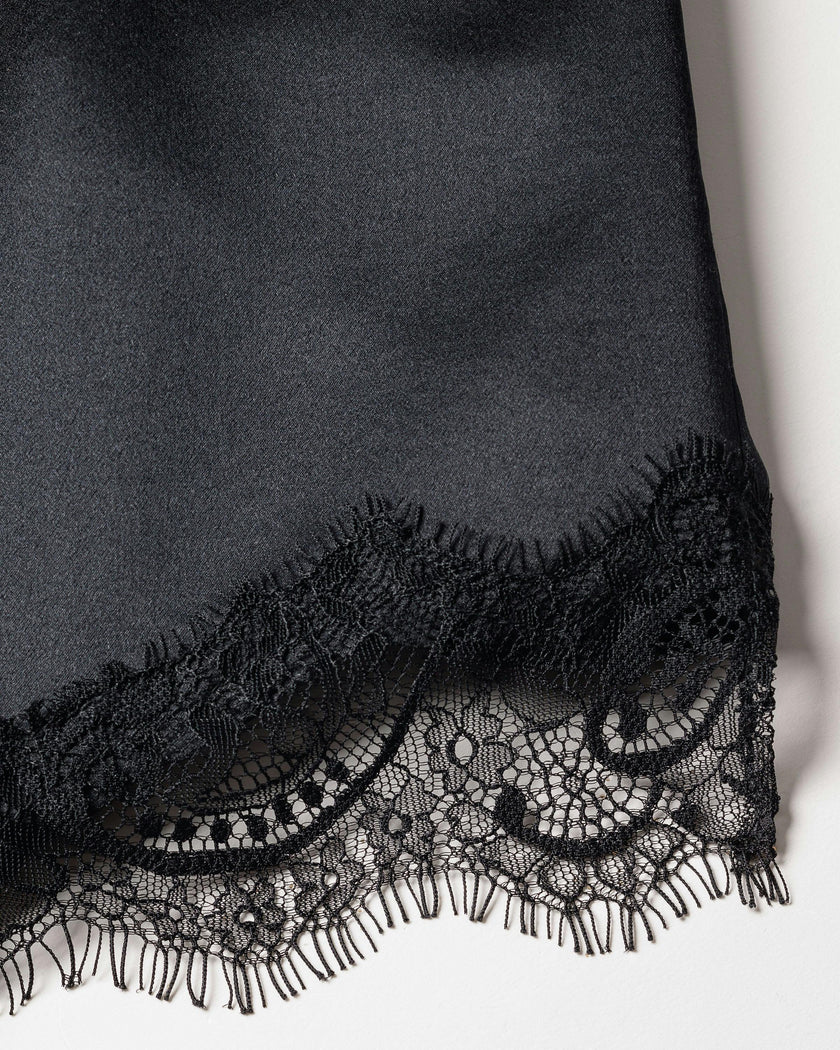 Women's Silk Lace Cami Short Set in Black