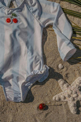 L/S Cherry Swimsuit in Blue Striple