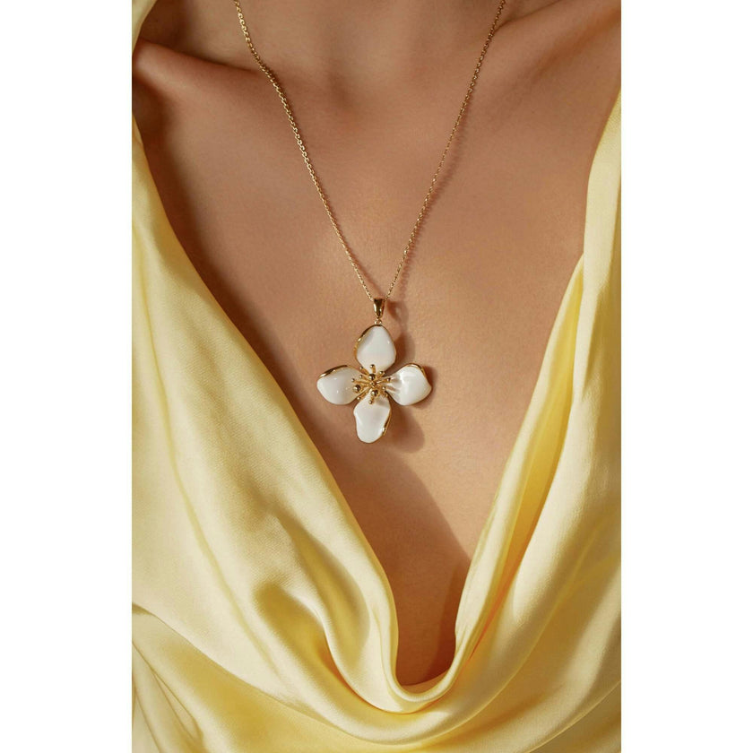 Large Iris Blossom Pendant Neckalce
