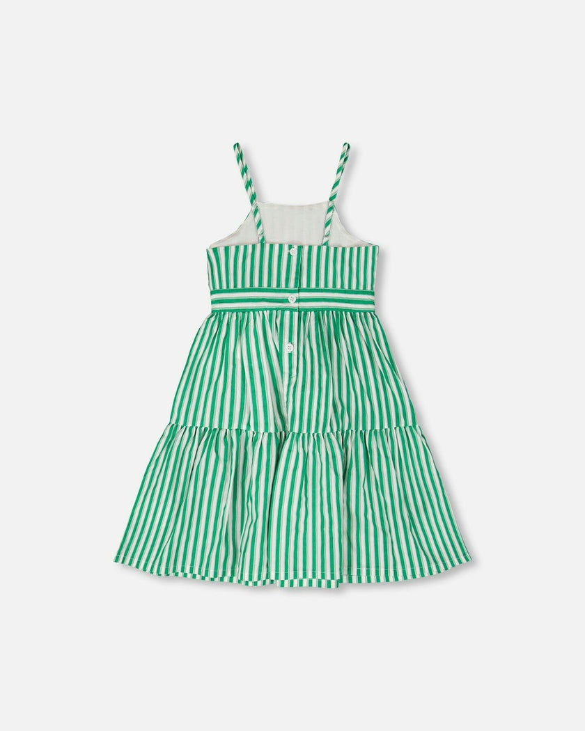 Cotton Sundress Green Stripes