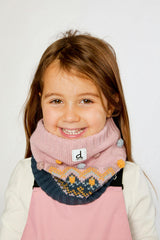 Winter Knit Neckwarmer Pink And Blue Jacquard