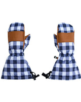 Kids Waterproof Mitten in Navy Gingham