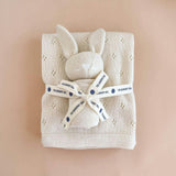 Pique Blanket and Bunny Lovey Gift Set - Cream