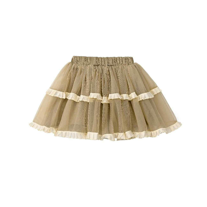 Light Brown Lace & Tulle Skirt Set