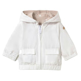 Beige Striped Hooded Jacket