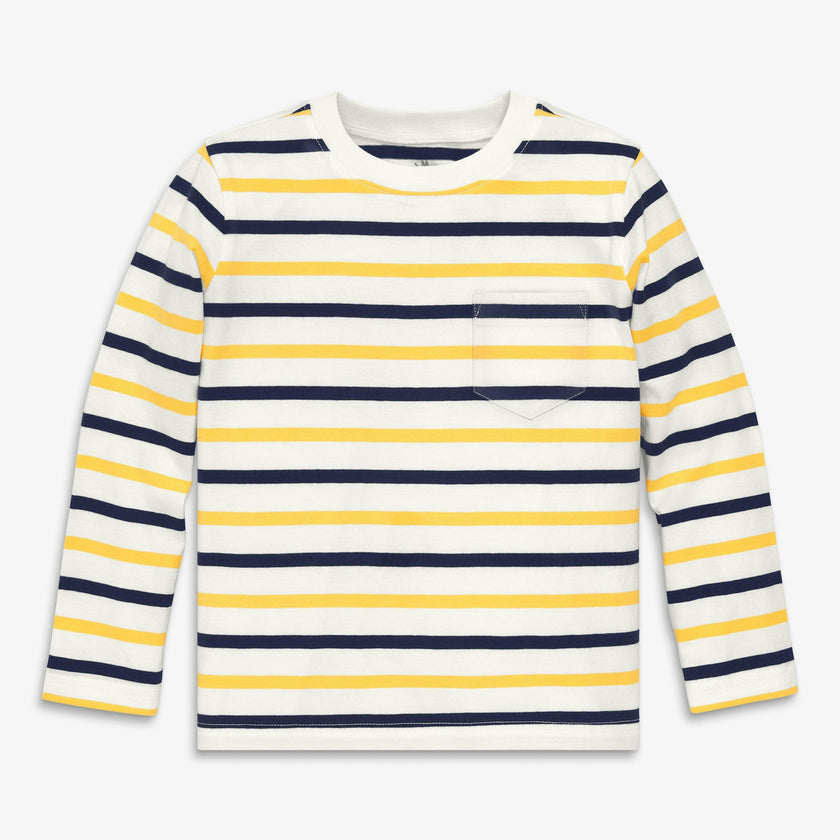 Kids long sleeve pocket tee in multi-stripe