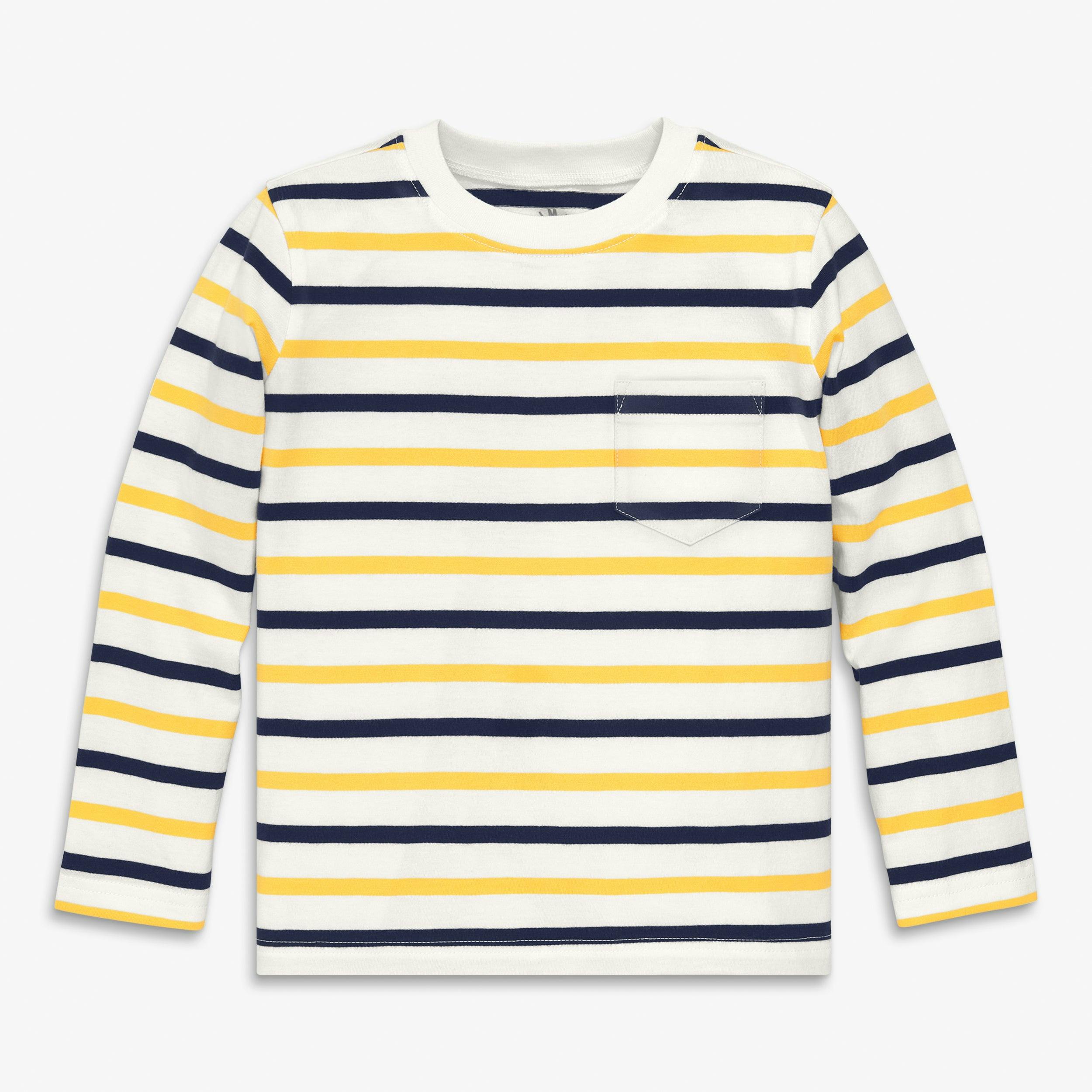 Kids long sleeve pocket tee in multi-stripe