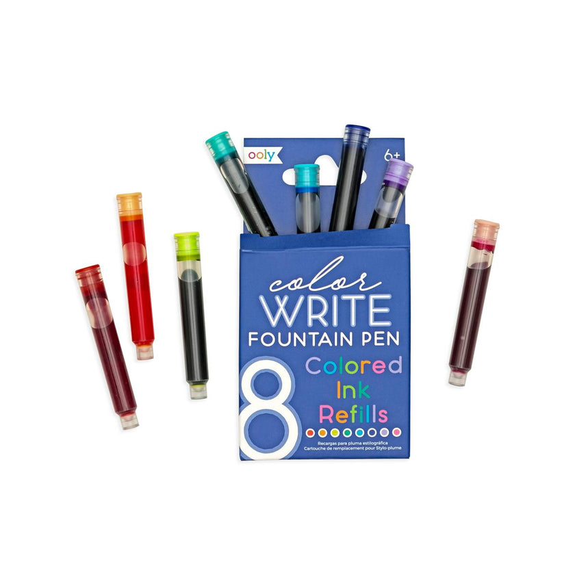 Color Write Fountain Pens Colored Ink Refills - Set of 8