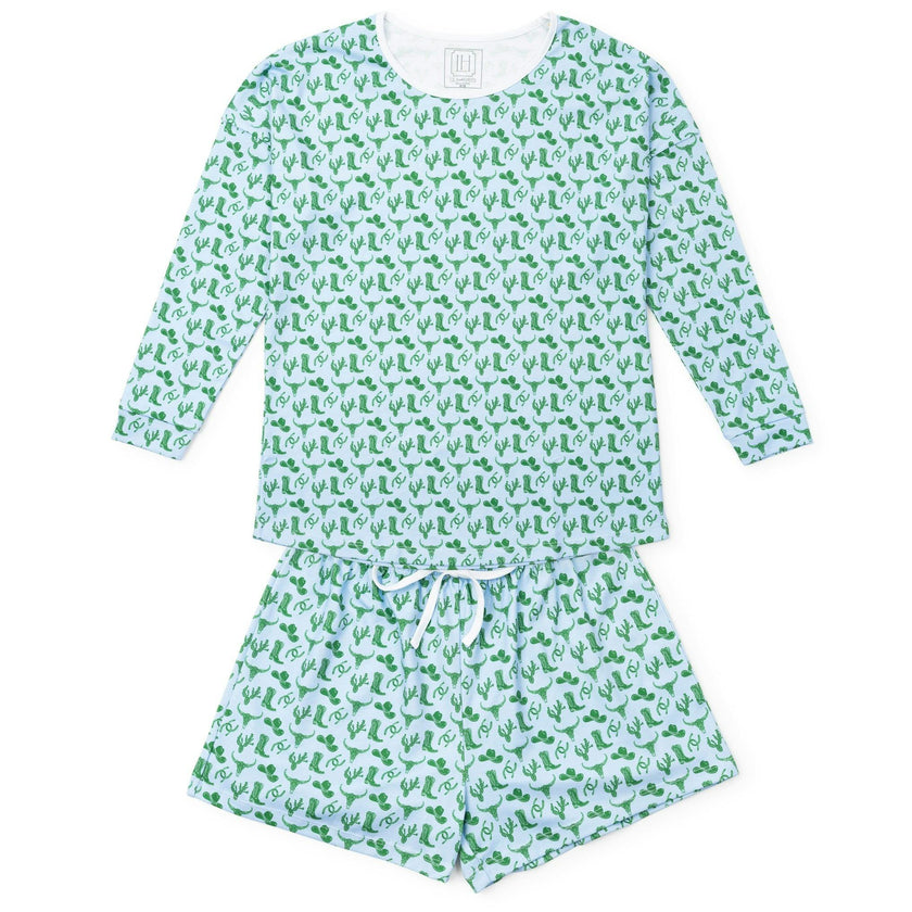 Anna Women's Longsleeve & Short Set - Wild West Blue