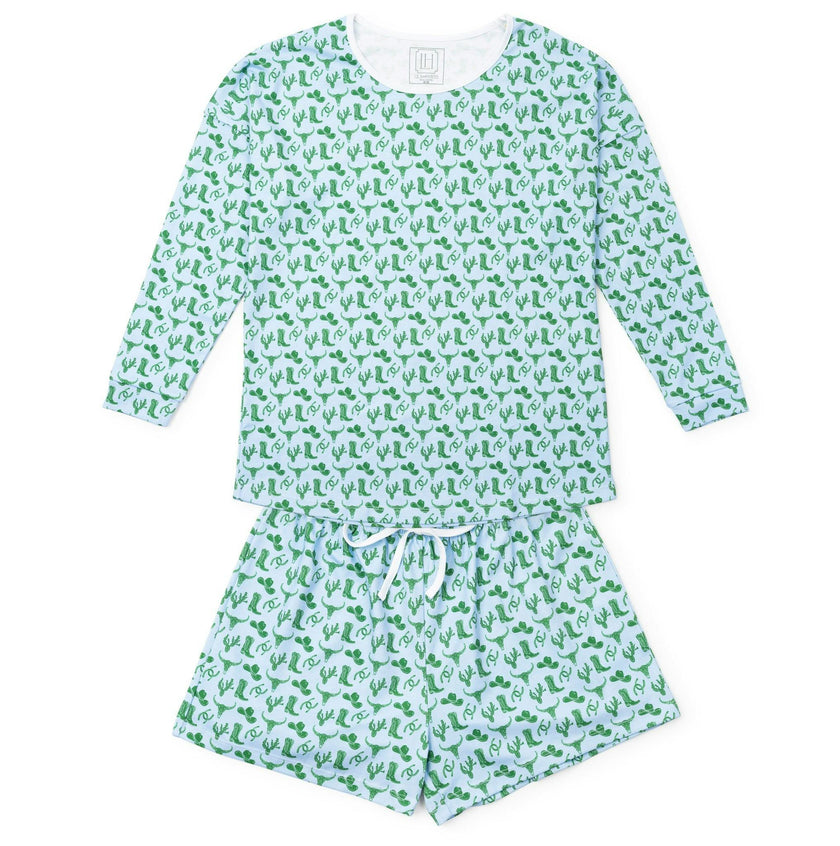 Anna Women's Longsleeve & Short Set - Wild West Blue
