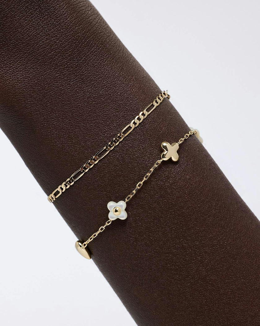 Gold Charm Bracelet - Azura Bracelet Mother of Pearl