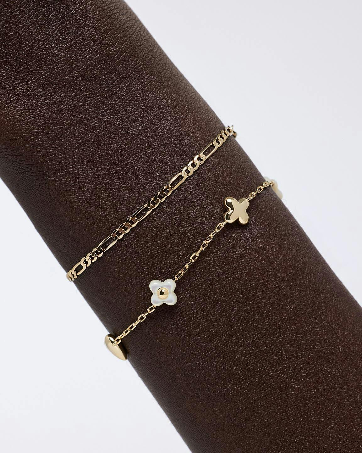 Gold Charm Bracelet - Azura Bracelet Mother of Pearl