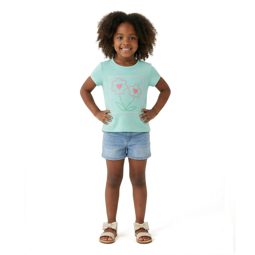 Girls Emroidered Tee | Sparkle Bloom