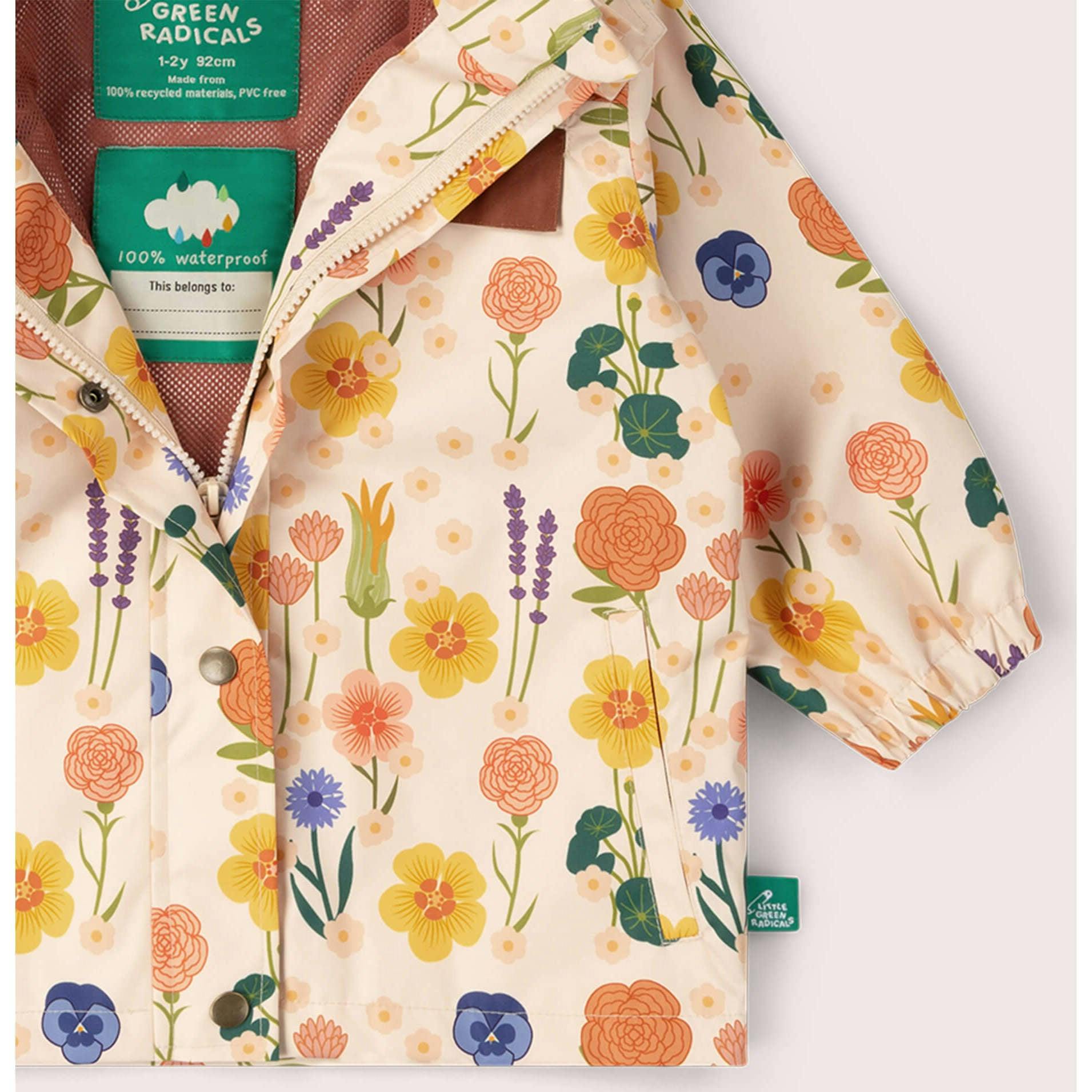 Flower Meadow Recycled Waterproof Raincoat, Multi