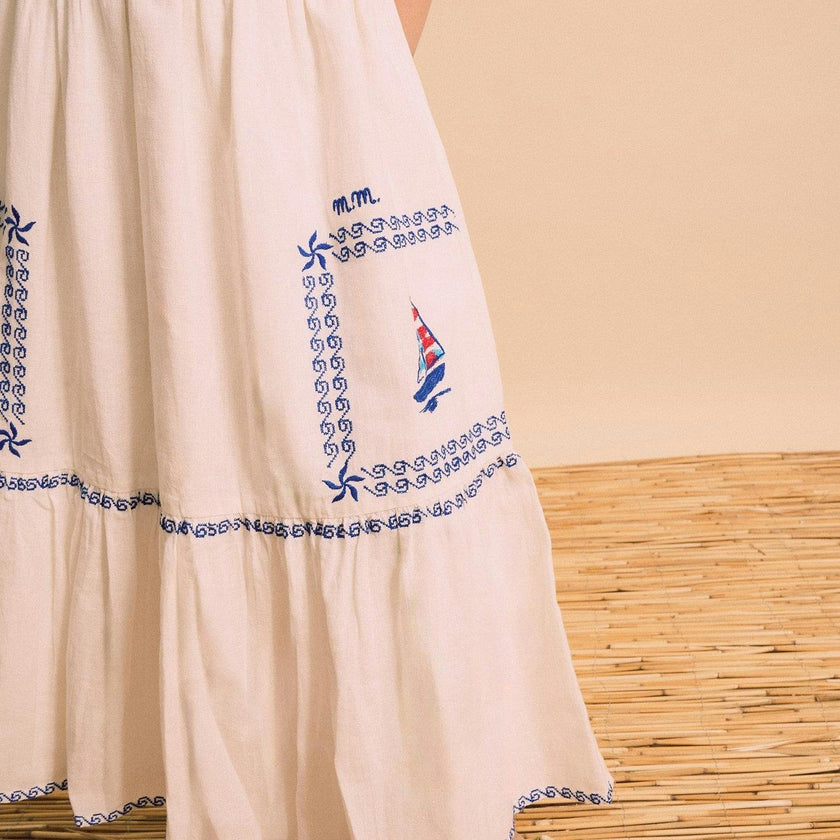 BARCOS EMBROIDERED SKIRT WHITE