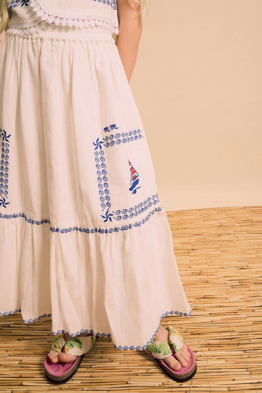 BARCOS EMBROIDERED SKIRT WHITE