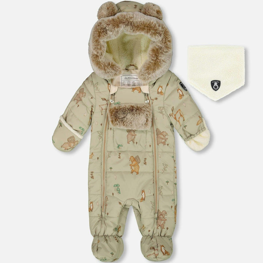 One-Piece Baby Layette Snowsuit Designed for Car Seat