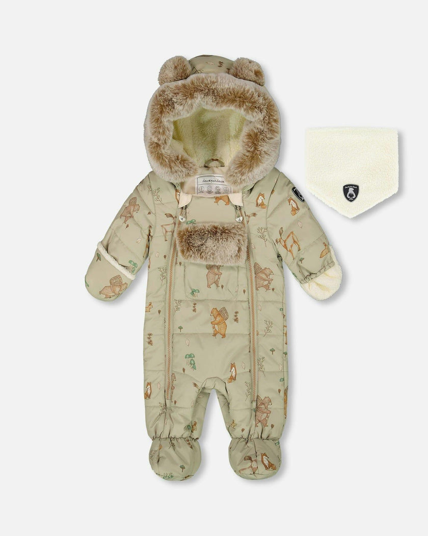 One-Piece Baby Layette Snowsuit Designed for Car Seat