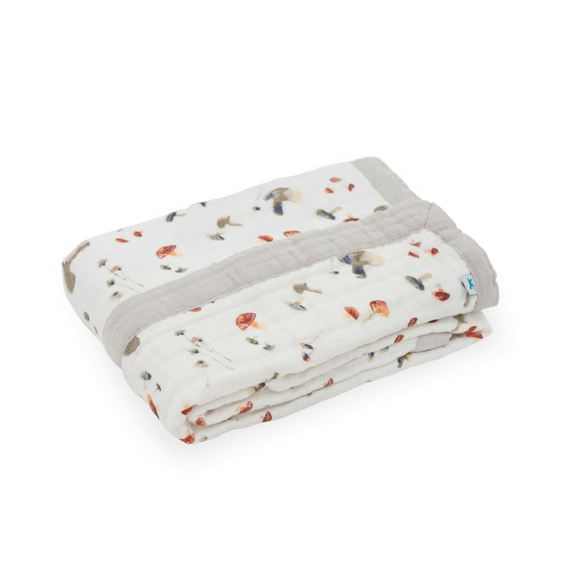 Cotton Muslin Baby Quilt - Mushrooms